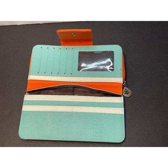 Shinzi Katoh clutch purse wallet canvas zipper blue - Picture 5 of 9